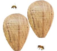 MUNSKT 2 Pack Wasp Nest Decoy Hanging Fake Hornets Yellow Jackets Nest Wasp Repellent Waterproof Fake for Outdoor, Home and Garden