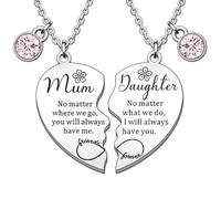 MUNSKT 2 Pcs Mother Daughter Heart Matching Necklace,Heart Necklace Gifts From Daughter For Mum Mothers Day Birthday Christmas Presents.