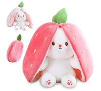 MUNSKT 2024 New Rabbit Muppet Toys，Soft Plush Toy 25cm Carrot Strawberry Plushies Doll with Zipper Decoration for Birthday Easter Valentines， Rabbit Plush for Girls Boys Children's Day Gifts.