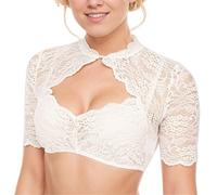 MUNSKT 2025 Women's 1PC Underwired Lingerie Classic Oktoberfest Dirndl Blouse Lace Vest Women's Lace Dirndl Blouse (UK, Alpha, 4XL, Regular, Regular, Standard, White)