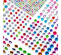 MUNSKT 2072 Pcs Multicoloured Sparkly 3D Rhinestone Stickers, 17 Sheets Self Adhesive Gem Jewel Decorations for DIY Cards Clothes Crowns Makeup Gift