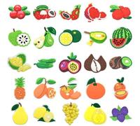 MUNSKT 25 Pcs Assorted Fruit Shoe Charms - 25 Unique Designs (Orange, Pineapple, Cherry & More) Decorative PVC Accessories for Crocs, Clogs & Wristbands, Party Favors & Gifts for Kids, Teens & Adults