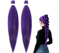 MUNSKT 2PCS Purple Braided Hair Extensions, Pre Stretched Synthetic Braids, Rumi Wigs, Pre Stretched Braids, p-Ripple Halloween Costumes, Role-Playing Stage Parties（26in）