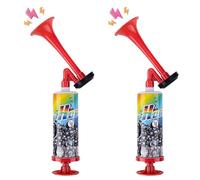 MUNSKT 2Pcs Red Air Horn, Handheld Air Pump Horn, Cheer Horn, Stadium Horn, Suitable for All Kinds of Sports Events, Cars, Ships, Festival Carnival, World Cup