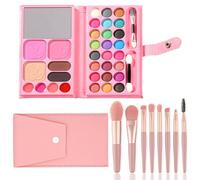 MUNSKT 33 Colors Kids Makeup Sets, Children's Makeup Toys with 8 Brushes, Princess Non-Toxic Make Up Kit, Washable Cosmetics for Stage Performance Halloween Christmas Birthday Party Beauty Gift Girls