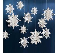 MUNSKT 3D Christmas Snowflake Hanging,18PCS Christmas Ceiling Decorations,Sparkly Snowflakes Hanging Ornaments for Xmas New Year Party Holiday Winter Birthday Home Supplies
