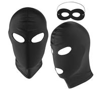 MUNSKT 3PCS Black Full Face Mask, Full Cover Hood Mask Open Eyes Open Mouth Mask, Breathable Elastic Full Head Cover Mask, Cosplay Costume Unisex Headgear for Halloween Party Costume Men Adult Women