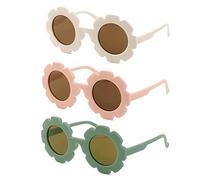 MUNSKT 3PCS Flower Shaped Sunglasses for Kids, Flexible Frame Cute Round Glasses UV 400 Protection, Baby Girls Boys Toddler Gifts Outgoing Dress Up