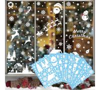 MUNSKT 414PCS Christmas Window Stickers,Double Sided Christmas Window Decorations PVC Static Snowflake Window Stickers White for Xmas Window Decorations