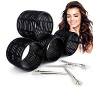 MUNSKT 4PCS Jumbo Hair Rollers with Duckbill Clips, 74mm Heatless Self Grip Sticky Curlers for Long Hair and Bangs, Salon Hairdressing DIY Hair Styling Tools