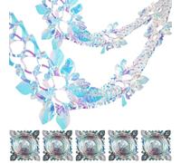 MUNSKT 5 PCS Christmas Ceiling Decorations, Iridescent Foil Christmas Decorations with Leaf Design, Festive Party Hanging Streamers for Xmas Tree, Home, Indoor Holiday Decoration