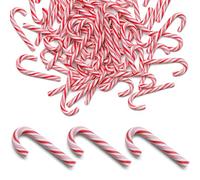 MUNSKT 50 PCS Red White Candy Canes Plastic Candy Canes Christmas Glitter Candy Cane Candy Cane Christmas Decorations Mini Candy Garland Ornaments for Xmas New Year Party Supplies