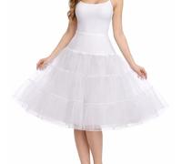 MUNSKT 50s Retro Petticoat Underskirt,Vintage A-line Crinoline,Classic Elastic Rockabilly Tutu Skirt for Prom Evening Wedding Dress Ladies Half Slip Dress-up Cosplay Halloween Costume (White)