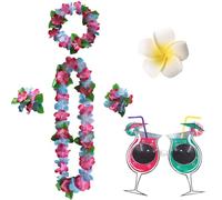 MUNSKT 6 Pcs Hawaiian Wreath Set, Cocktail Shape Sunglasses + Tropical Garland Accessories + Hair Clip, for Photos, Summer Garden Dances, Beach Party
