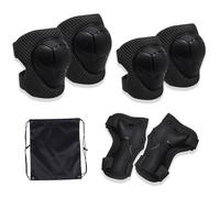 MUNSKT 6PCS Kids Sports Protective Gear Set with Drawstring Bag, Knee Elbow Pads Wrist Guards Comfortable Adjustable for Inline Roller Skating Skateboard Biking Cycling Scooter, 3-12 Years Old Kids