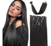 MUNSKT 7 Pcs 22 Inch Natural Black Clip in Hair Extensions, in Double Weft, Instant Thick Hair, for Daily Styling, Commuting, Dating, Weddings, Various Parties, 150g