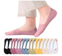 MUNSKT 8 Pairs Invisible Ice Silk Socks for Women, Low Cut No Show Cotton Liner Boat Sock with Non Slip Silicone Strips for Loafers Sneakers Flats Comfortable