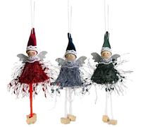 MUNSKT Angel Doll Pendant Christmas Ornaments,Angel Pendants Crafts Gifts,Xmas Tree Hanging Ornaments,Fireplace Window Elves Decorations (Red)