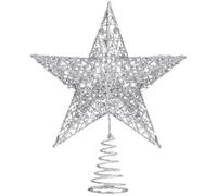 MUNSKT Christmas Tree Topper Star, Sparkling Tree Topper for Xmas Trees Decorations, Design for Small to Large Christmas Trees (Silver)
