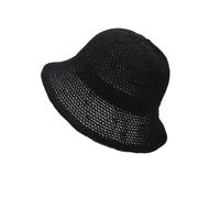 MUNSKT Crochet Bucket Hat for Women,Faux Straw Weaving Sun Packable Mesh Woven Soft Lightweight Beach for Spring Summer Fall (UK, Alpha, One Size, Black)