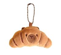MUNSKT Cute Croissant Plush Keychain, in Capybara Face Print, Funny Soft Food Plushies Toy, Gift for Kids Birthday, Backpack Accessories, Key Pendant