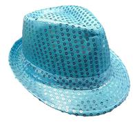 MUNSKT Glitter Jazz Caps, Sequin Hat for Adult, Sequin Hat for Party, Hip Hop Sequin Hat for Hen Party Night, Dance Shows,Parties,Mardi Gras and Fancy Dress Events (light blue)