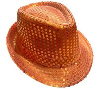 MUNSKT Glitter Jazz Caps, Sequin Hat for Adult, Sequin Hat for Party, Hip Hop Sequin Hat for Hen Party Night, Dance Shows,Parties,Mardi Gras and Fancy Dress Events (orange)