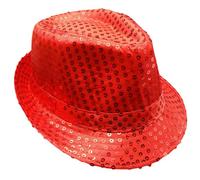 MUNSKT Glitter Jazz Caps, Sequin Hat for Adult, Sequin Hat for Party, Hip Hop Sequin Hat for Hen Party Night, Dance Shows,Parties,Mardi Gras and Fancy Dress Events (red)