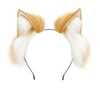 MUNSKT Handmade Faux Fur Cat Ear Headband,Deer Antlers Headbands Reindeer Ears,Fluffy Wolf Fox Cat Ears Headband,Costume Hair Hoop Cute Head Accessories for Halloween Christmas (Cat Ear)