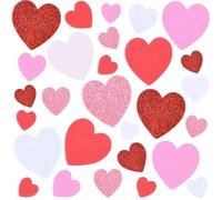 MUNSKT Heart Glitter Foam Stickers,240 PCS Self Adhesive Hearts,Love Heart Stickers,for Kids Arts and Crafts or Valentines Day Decoration