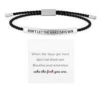 MUNSKT Inspirational Bracelets,Dont Let the Hard Days Win Bracelet,Adjustable Braided Rope Engraved Bracelet for Women,Motivational Tube Bracelets for Women Family Friends Girls Daily Wear