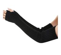 MUNSKT Long Fingerless Gloves for Women,Wool Blend Warm Arm Warmers,Elbow Length Long Fingerless Gloves,Knitted Women'S Gloves for Winter Party Christmas (Black)