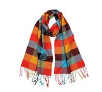 MUNSKT Men's Scarves Classic Cashmere Wool Touch like Scarf Plaid Tartan Reversible Check Tassel Ends Solid Long Winter Scarf (A)