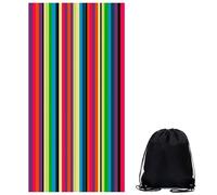 MUNSKT Microfibre Beach Towel, Extra Large Sand-Free Quick Dry Towel for Adults, Lightweight Swim Pool Yoga Towel with Carry Bag, 4 Designs, Palm Tree, Flamingo, Bikini, Colorful Stripes