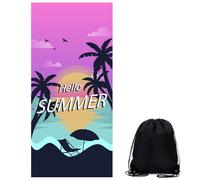 MUNSKT Microfibre Beach Towel, Extra Large Sand-Free Quick Dry Towel for Adults, Lightweight Swim Pool Yoga Towel with Carry Bag, 4 Designs, Palm Tree, Flamingo, Bikini, Colorful Stripes