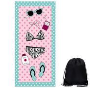 MUNSKT Microfibre Beach Towel, Extra Large Sand-Free Quick Dry Towel for Adults, Lightweight Swim Pool Yoga Towel with Carry Bag, 4 Designs, Palm Tree, Flamingo, Bikini, Colorful Stripes