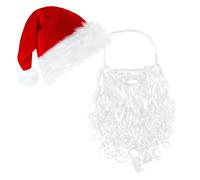 MUNSKT Santa Hats Beard Santa Claus Costume Accessory Set Complete Christmas Santa Outfit with Hat, Beard Christmas Decorations Xmas Hat Beard Set for Adults Father Costume