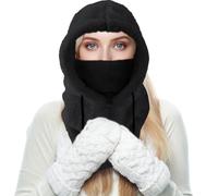 MUNSKT Ski Mask,Women Cold Weather Face Mask Female,Thermal Sherpa Fleece Hood, Windproof Adjustable Warm Ski Mask,for Outdoor Cycling, Skiing Sports Black