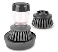 MUNSKT Soap Dispensing Dish Brush with Storage Stand Holder and Replace Palm Scrub Head, Refillable Kitchen Cleaning Pot Pan Sink Washing