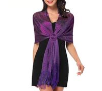 MUNSKT Sparkling Metallic Shawls and Wraps with Buckle for Evening Party, Elegant Accessories for Dresses Wedding Party,Perfect Shawls and Wraps for Evening Dresses,Buckle (Purple)