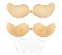 MUNSKT Sticky Bra Push Up Women's Strapless Self Adhesive Reusable Padded Invisible Sticky Push Up Bra 10PCS Double Sided Adhesive Tape