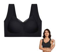 MUNSKT Wireless Bras for Women,Seamless Non-Wired Sleep Bra with Breathable Support, U-Back Design, No Steel Ring, Anti-Sagging & Side Smoothing (UK, Alpha, L, Regular, Regular, Black)