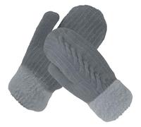 MUNSKT Women's Adjustable Turnover Mittens, Ladies Thick Fleece Lined Insulated Warm Knitted Winter Thermal Mittens Fingerless (Grey)
