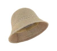MUNSKT Women's Crochet Bucket Hat, Faux Straw Weaving Sun Hat Packable Mesh Woven Soft Lightweight Summer Beach Hat for Travel Vacation Outdoor (UK, Alpha, One Size, Camel)