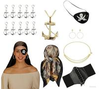 MUNSKT Women's Pirate Accessories Women,Pirate Costumes Women,Pirates Headbands,Wigs Jewellery Belts,Pirates Eyepatches,Belt Chains,Mardi Gras Halloween,Women's Role Play Costumes,Captain, Fancy Dress