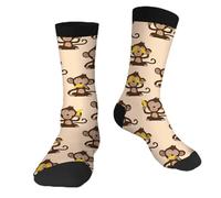 Muntayson Cartoon Monkey Unisex Cushioned Crew Athletic Socks Men & Women Moisture Wicking Breathable Performance