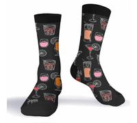 Muntayson Cocktails Unisex Cushioned Crew Athletic Socks Men & Women Moisture Wicking Breathable Performance