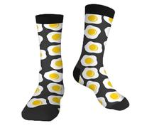 Muntayson Fried Eggs Pattern Unisex Cushioned Crew Athletic Socks Men & Women Moisture Wicking Breathable Performance