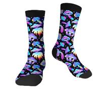 Muntayson Magic Mushrooms Athletic Cushioned Crew Socks Cushioned Crew Socks with Arch Compression Secure Fit Women Men