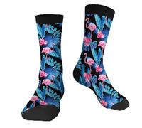 Muntayson Pink Flamingo Unisex Cushioned Crew Athletic Socks Men & Women Moisture Wicking Breathable Performance